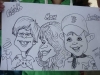 Caricature of Patrick, Mom and Andrew, Community event, Ontario, Canada