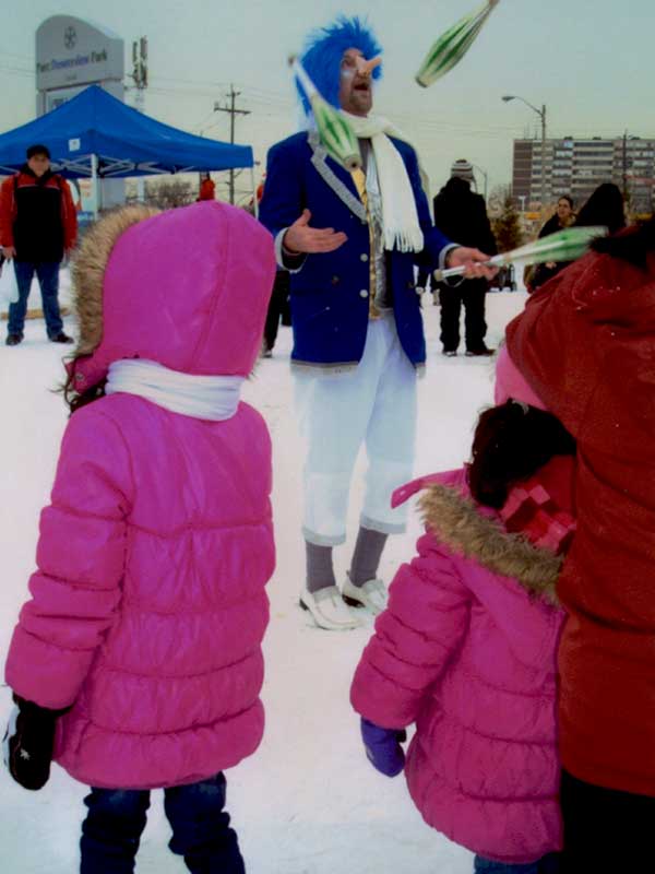 Canadian Performer Jack Frost Entertaining at a Winter Festival with Fun Events, Toronto, ON